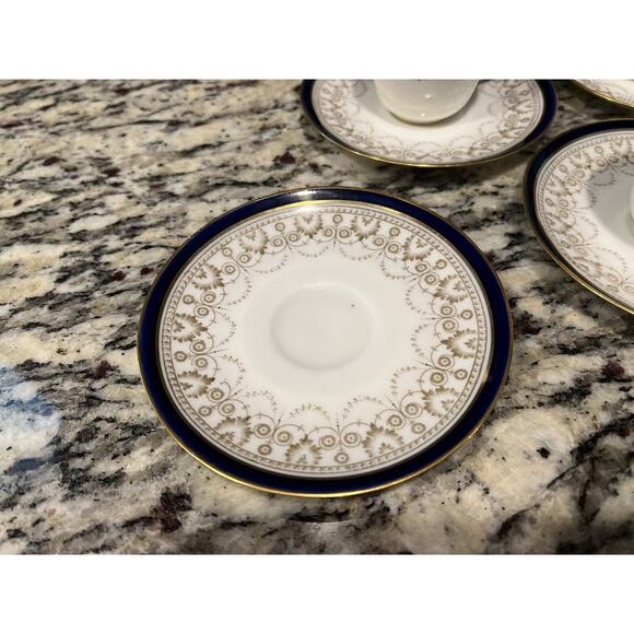 Cauldon 1900s Demitasse Espresso Set Cup Saucer 414J Antique 7 Pcs Blue Gold - Picture 4 of 16